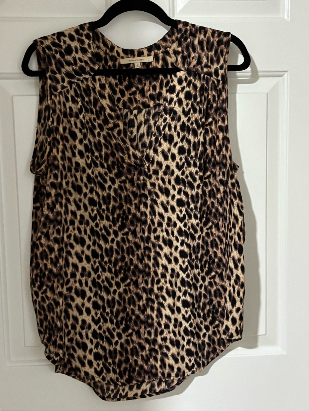 Label on animal print top